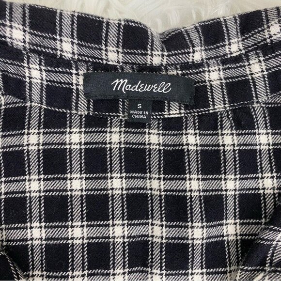 Madewell Women’s Black Darkwalk Shirtdress in Hilldale Plaid Casual Small/C40.5 - Picture 6 of 6